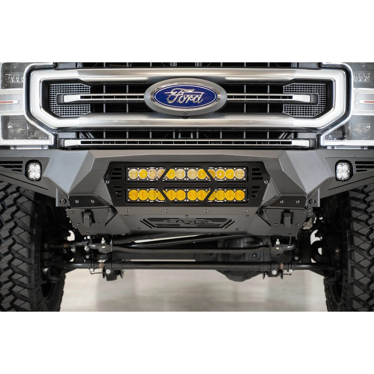 Addictive Desert Designs Bomber Front Bumper With Dual 20-Inch Light Mounts 17-22 Ford 6.7L Super Duty