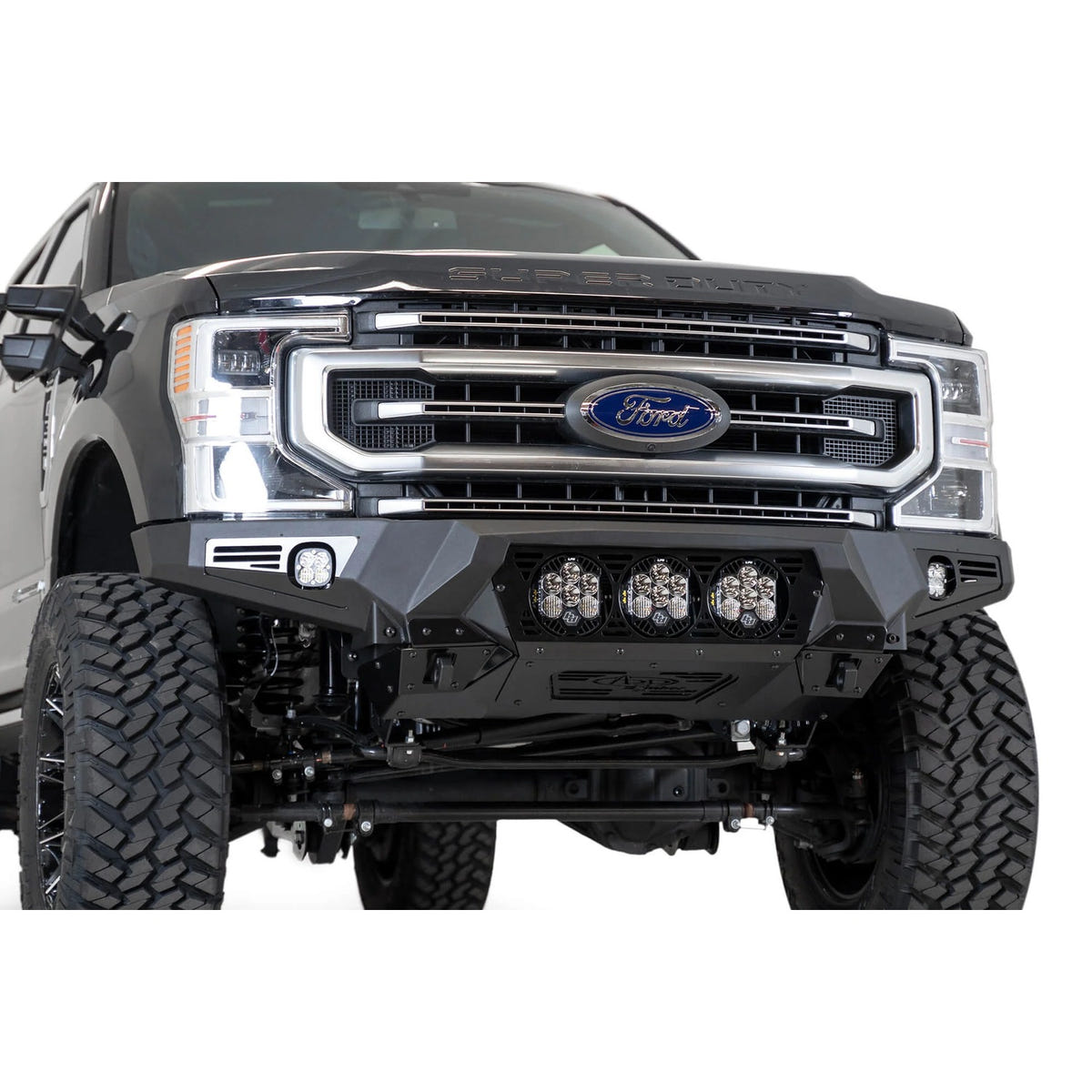 Addictive Desert Designs Bomber Front Bumper With Baja Designs Light Mounts 17-22 Ford 6.7L Super Duty