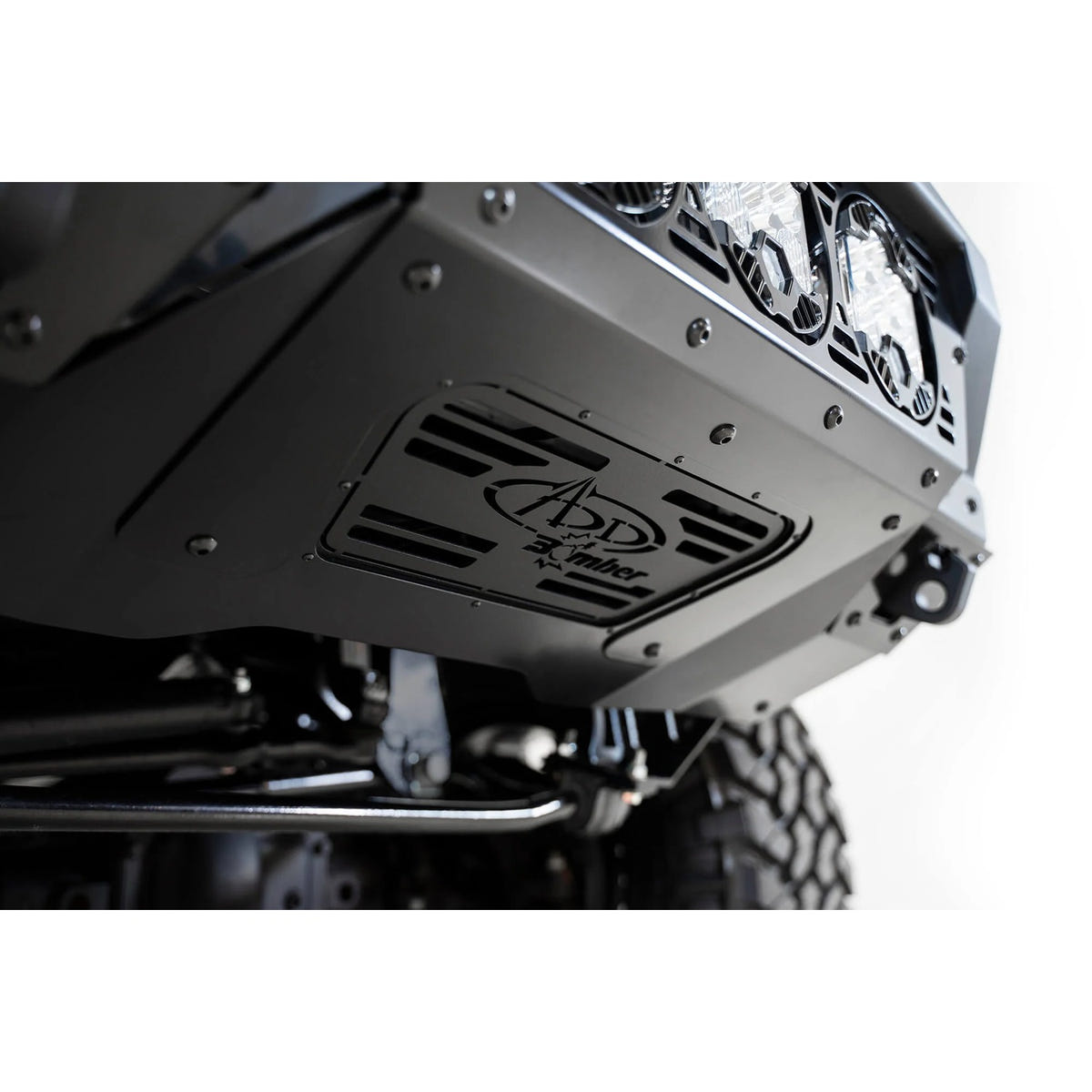 Addictive Desert Designs Bomber Front Bumper With Baja Designs Light Mounts 17-22 Ford 6.7L Super Duty