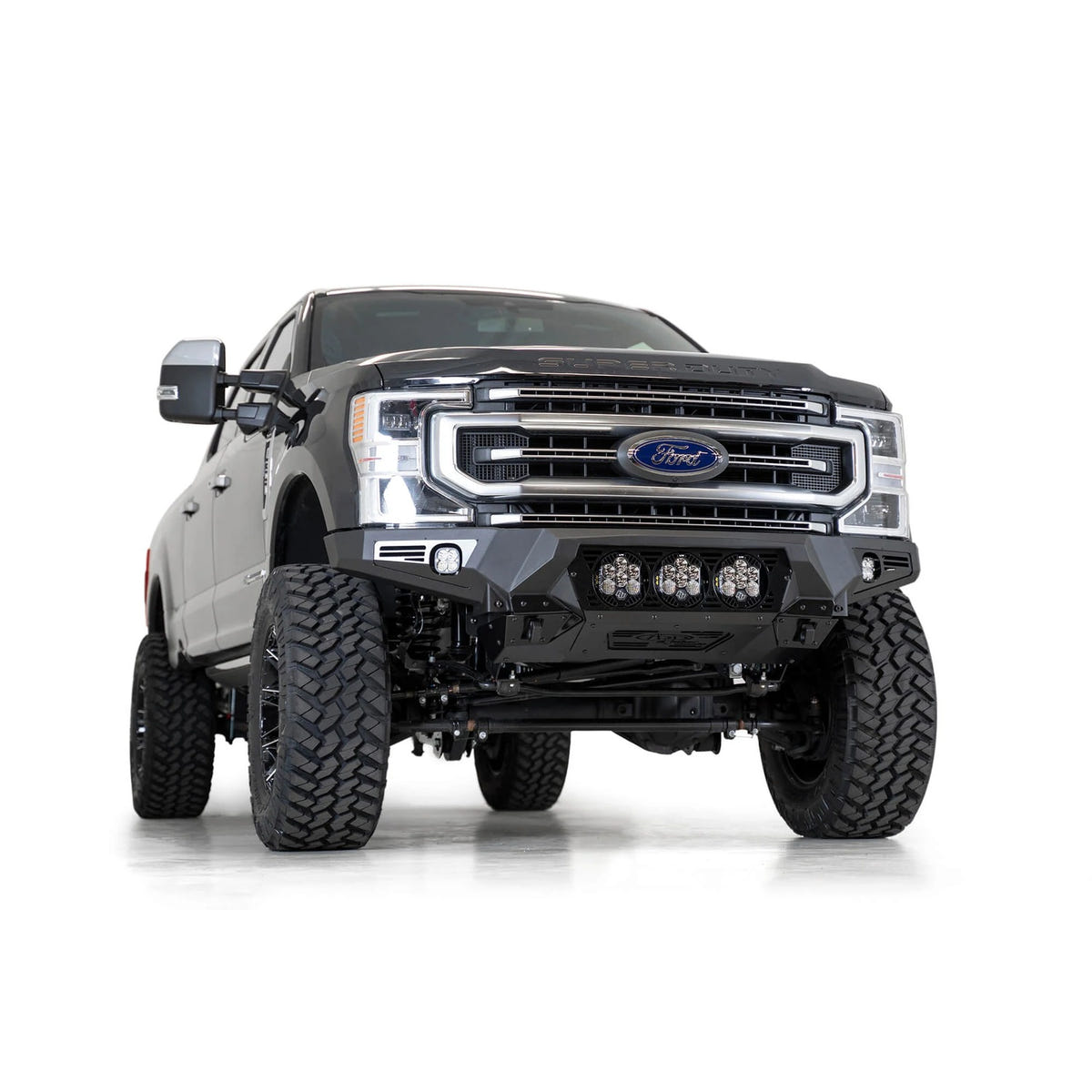Addictive Desert Designs Bomber Front Bumper With Baja Designs Light Mounts 17-22 Ford 6.7L Super Duty