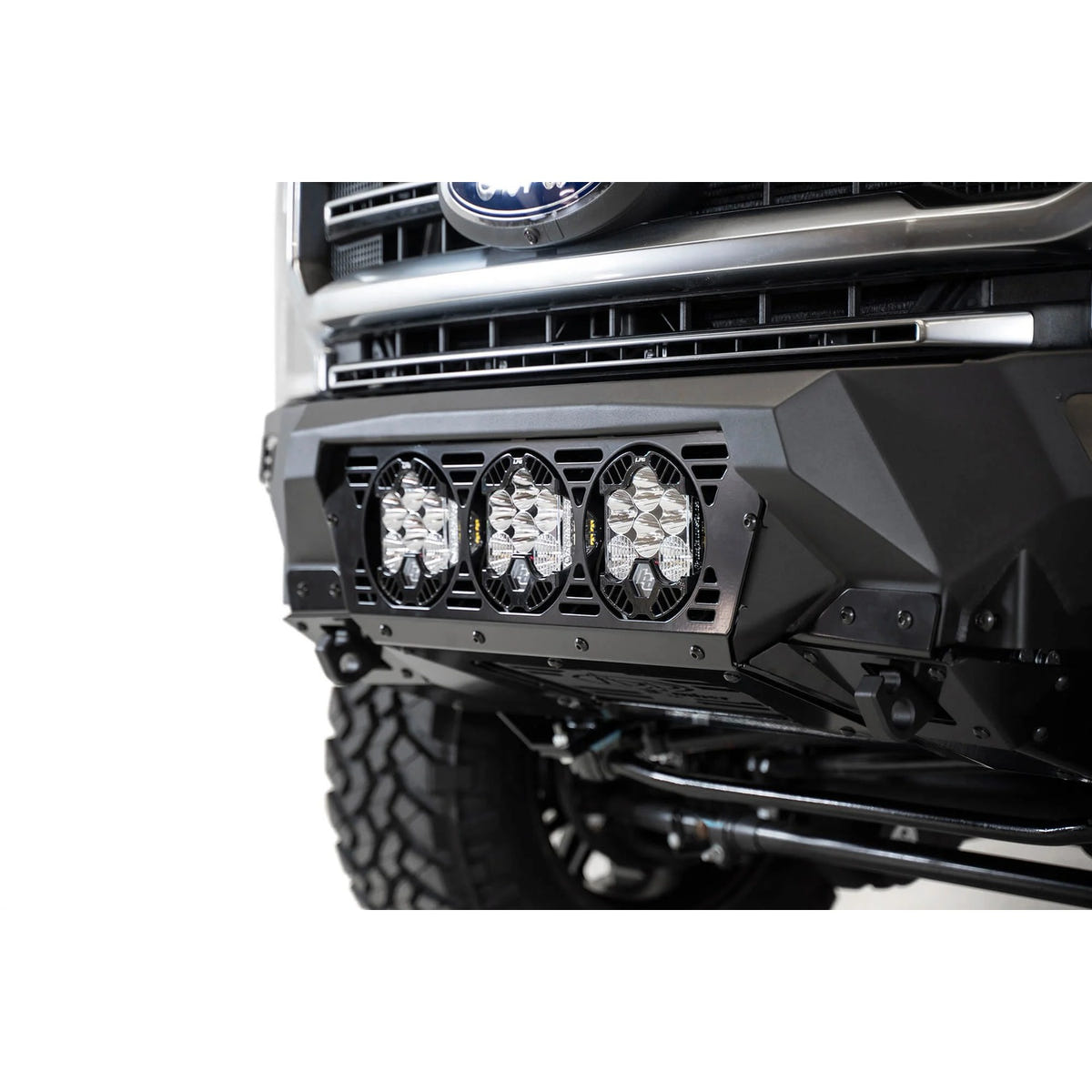 Addictive Desert Designs Bomber Front Bumper With Baja Designs Light Mounts 17-22 Ford 6.7L Super Duty