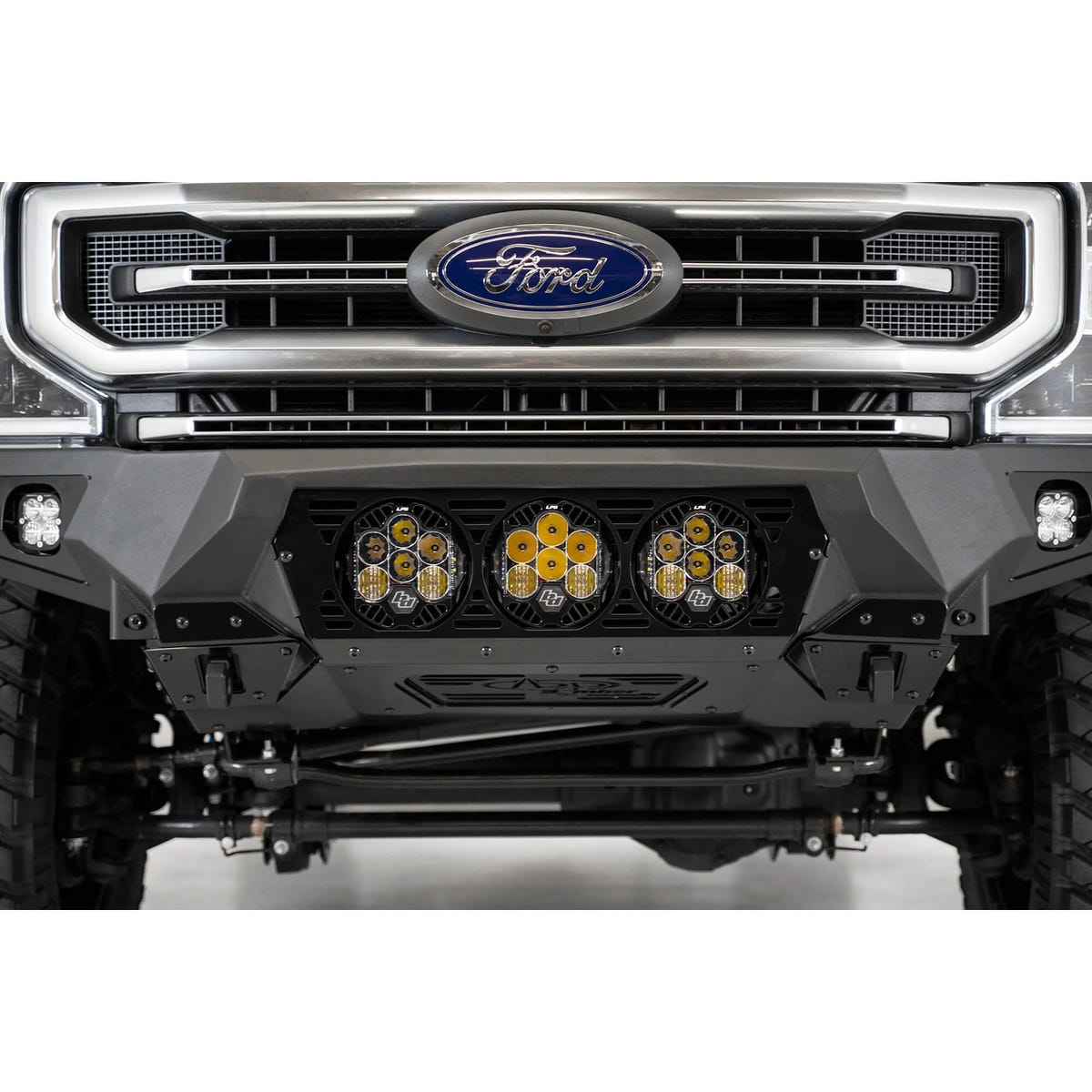 Addictive Desert Designs Bomber Front Bumper With Baja Designs Light Mounts 17-22 Ford 6.7L Super Duty