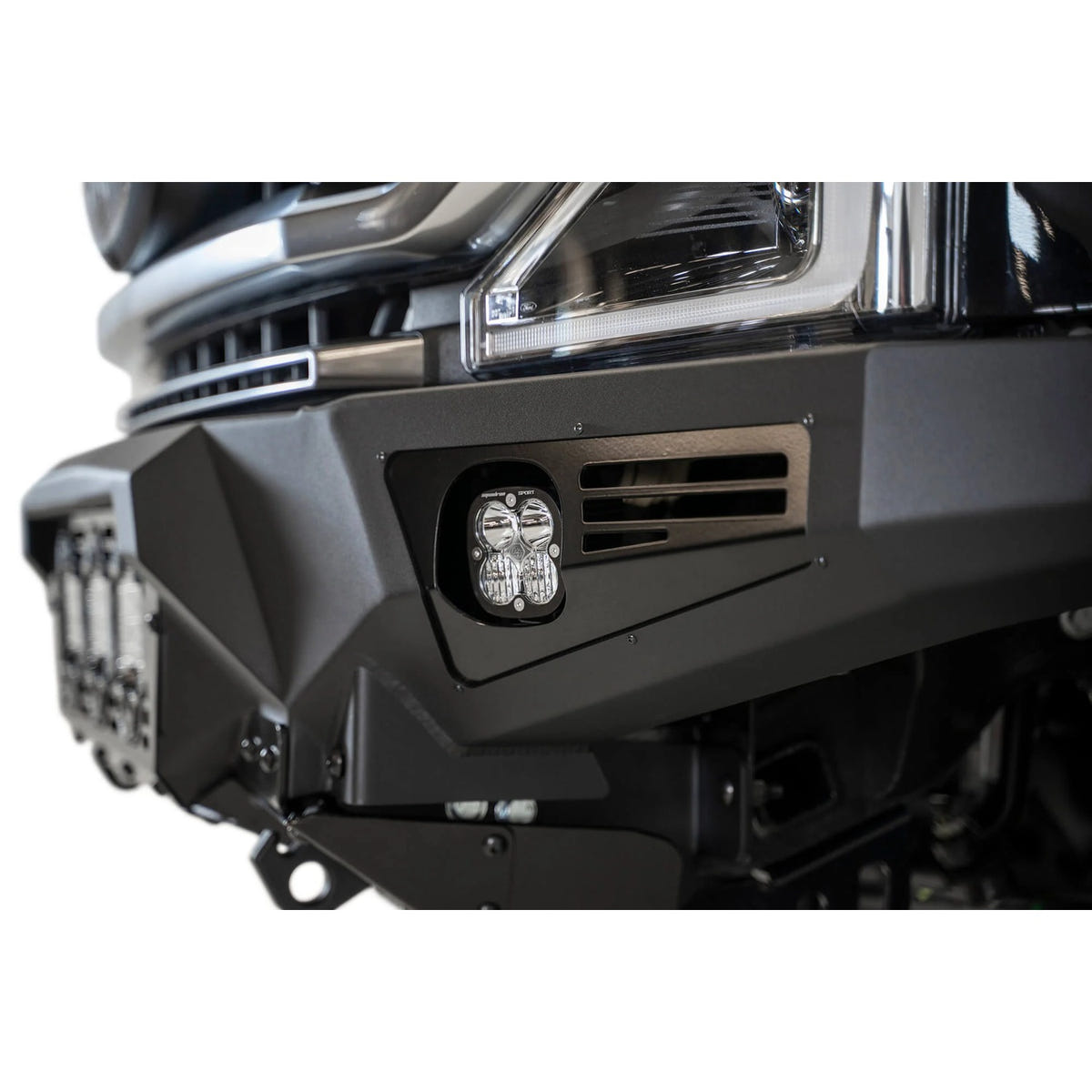 Addictive Desert Designs Bomber Front Bumper With Baja Designs Light Mounts 17-22 Ford 6.7L Super Duty