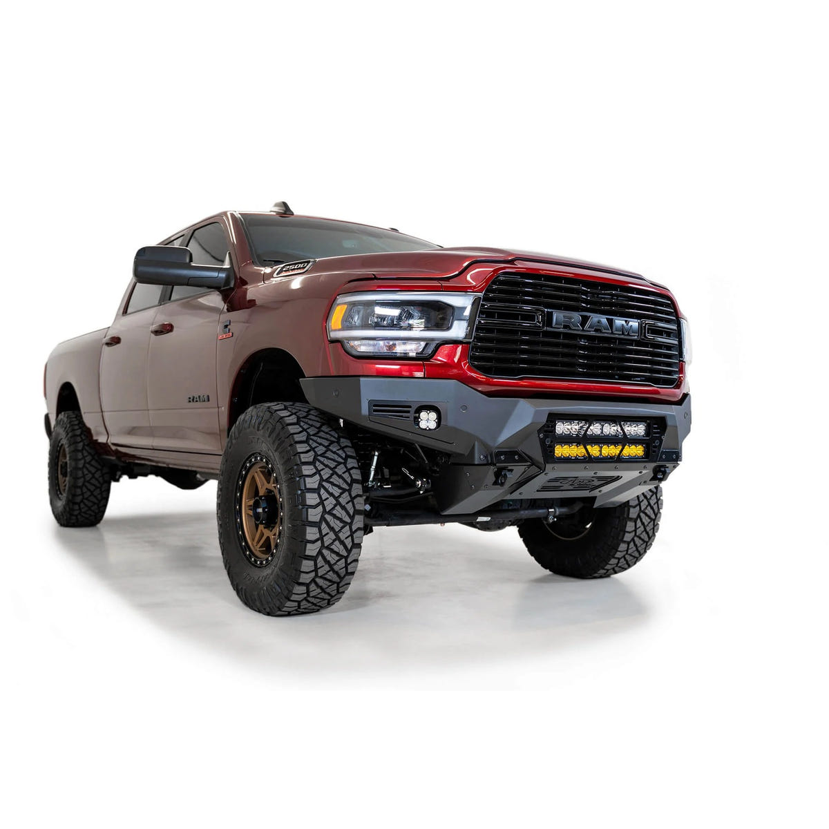Addictive Desert Designs Bomber Front Bumper with Dual 20-Inch Light Mounts 19-24 Ram 6.7L Cummins