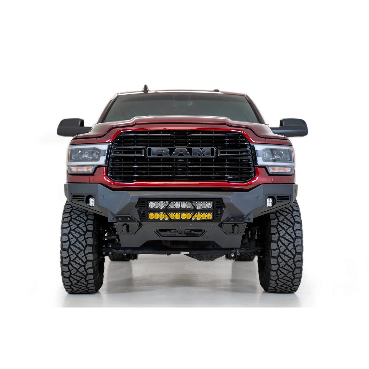 Addictive Desert Designs Bomber Front Bumper with Dual 20-Inch Light Mounts 19-24 Ram 6.7L Cummins