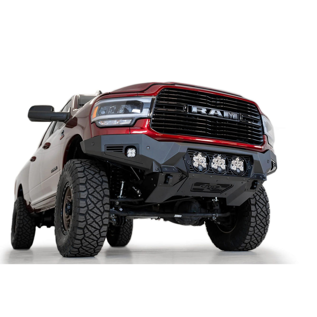 Addictive Desert Designs Bomber Front Bumper With Baja Designs Light Mounts 19-24 Ram 6.7L Cummins