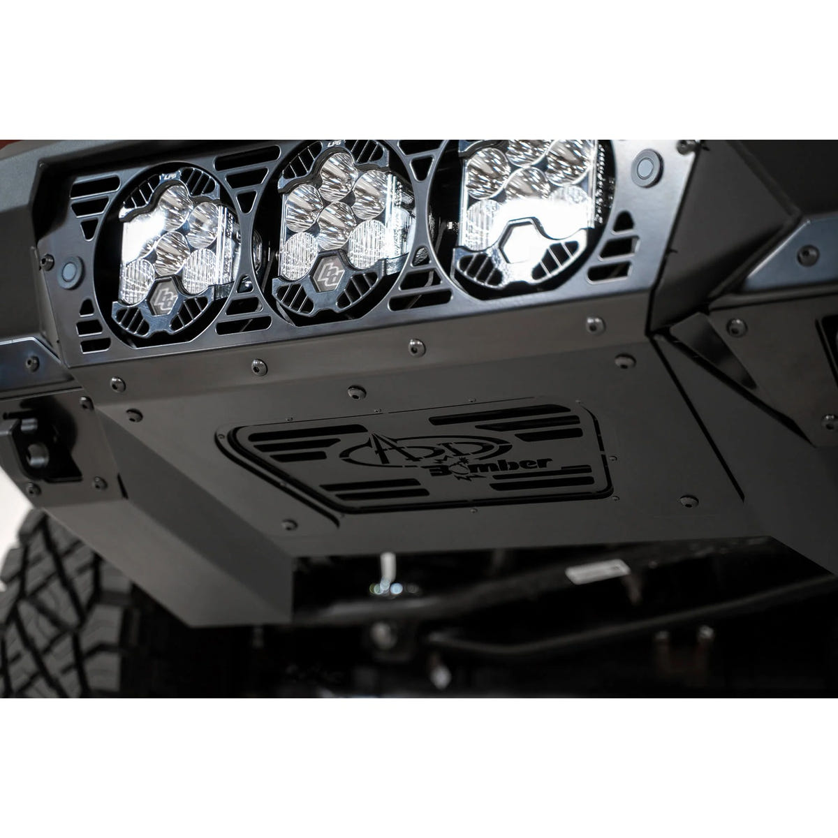Addictive Desert Designs Bomber Front Bumper With Baja Designs Light Mounts 19-24 Ram 6.7L Cummins