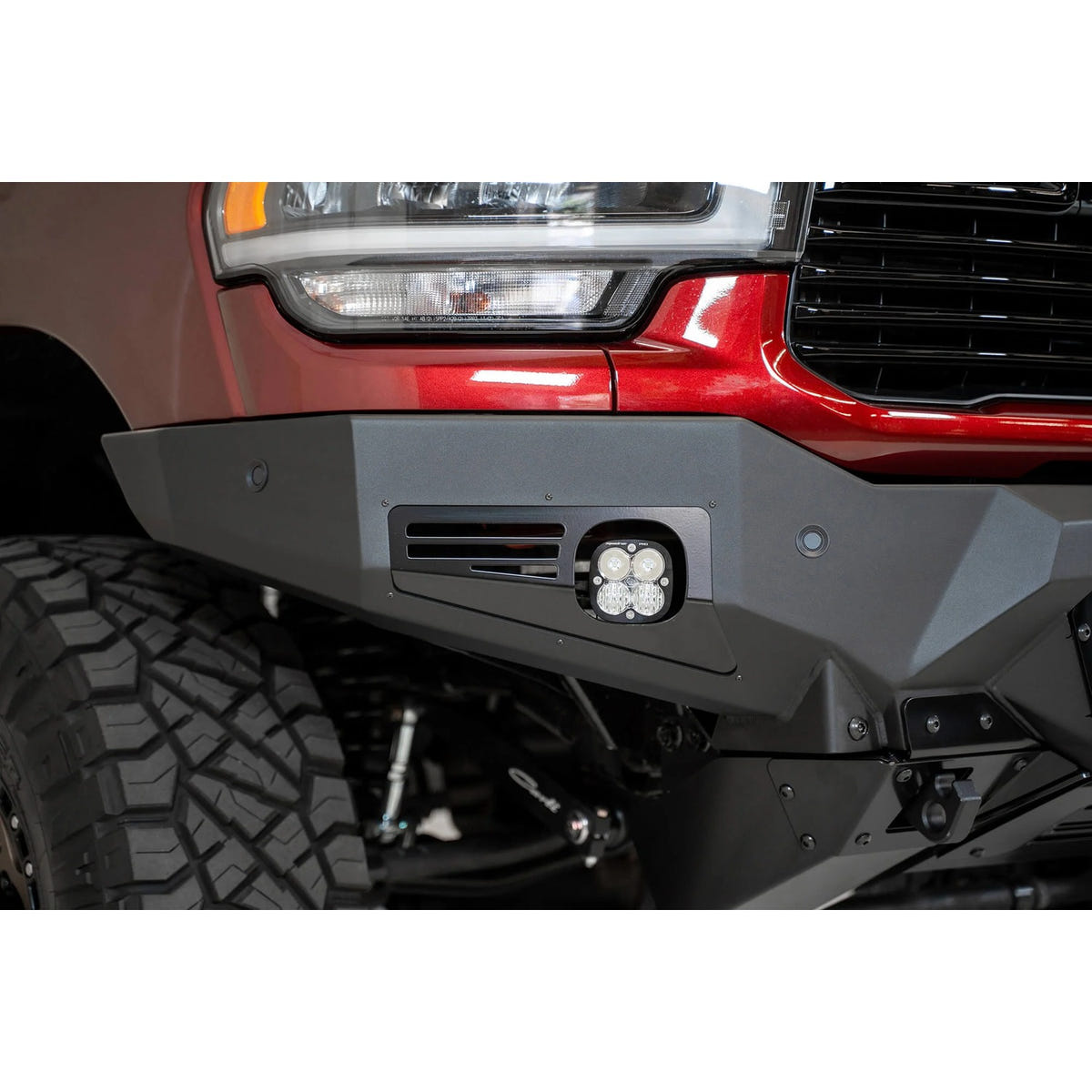 Addictive Desert Designs Bomber Front Bumper With Baja Designs Light Mounts 19-24 Ram 6.7L Cummins