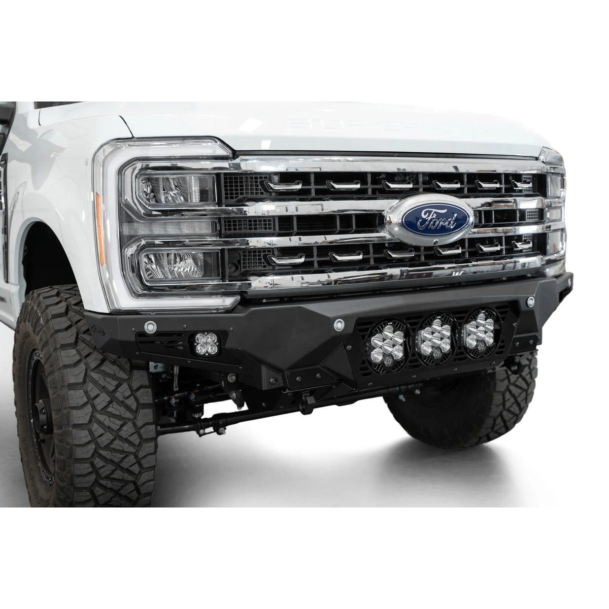 Addictive Desert Designs Bomber Front Bumper With Baja Designs Light Mounts 23-26 Ford 6.7L Super Duty
