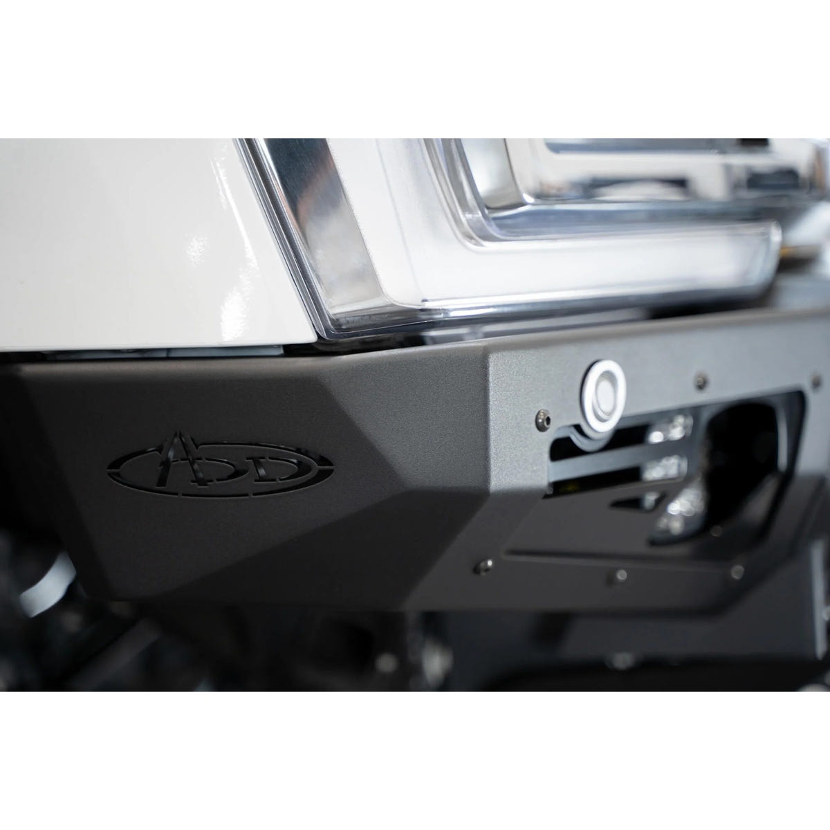Addictive Desert Designs Bomber Front Bumper With Baja Designs Light Mounts 23-26 Ford 6.7L Super Duty