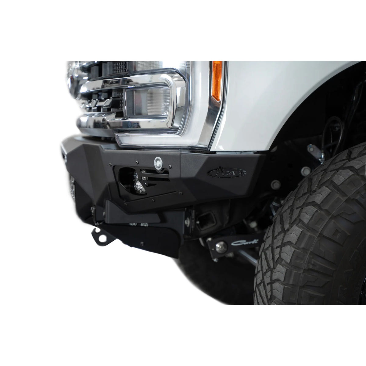 Addictive Desert Designs Bomber Front Bumper With Baja Designs Light Mounts 23-26 Ford 6.7L Super Duty