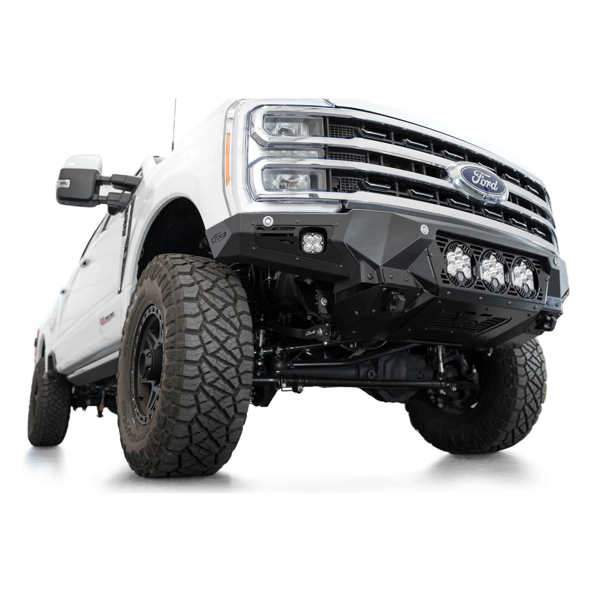 Addictive Desert Designs Bomber Front Bumper With Baja Designs Light Mounts 23-26 Ford 6.7L Super Duty