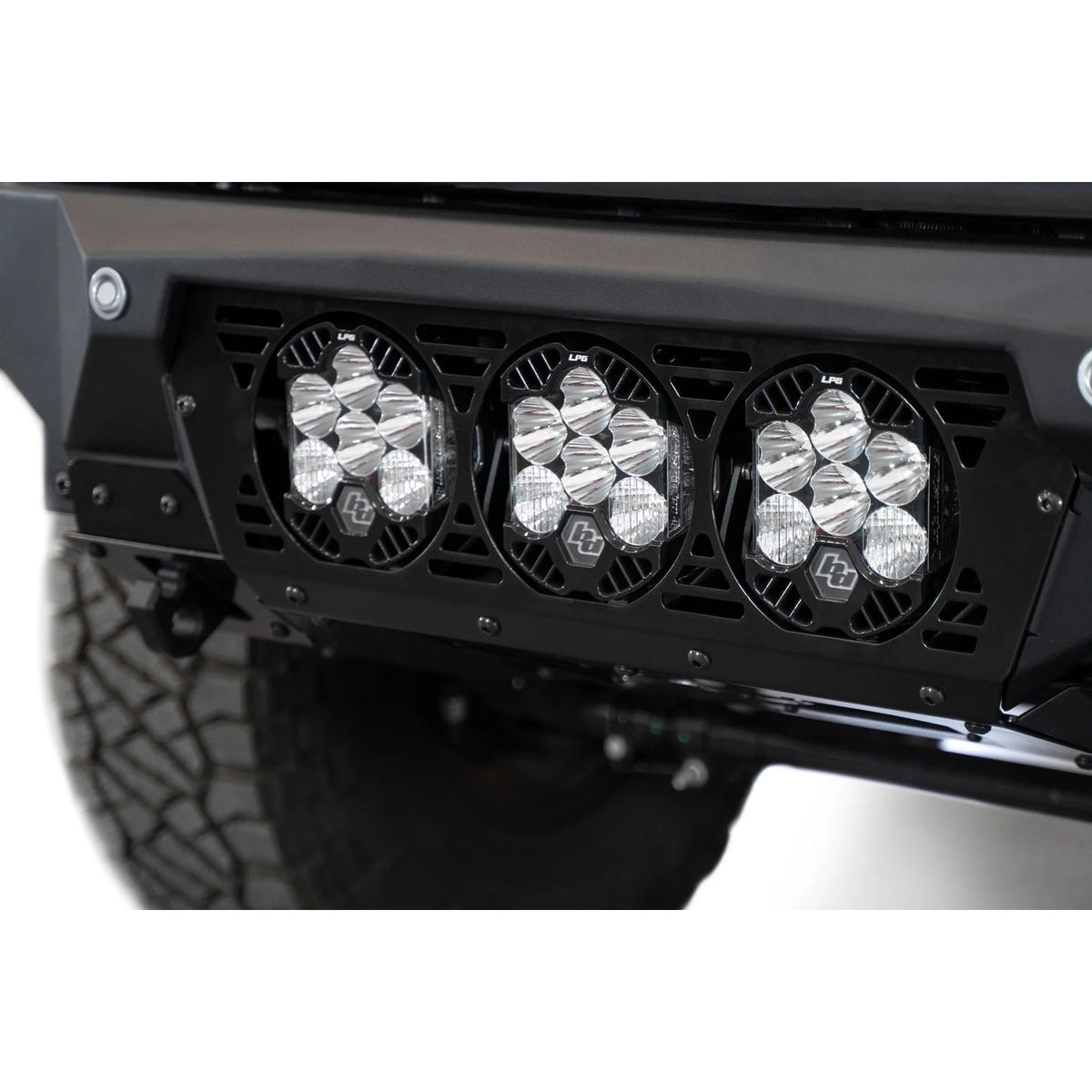 Addictive Desert Designs Bomber Front Bumper With Baja Designs Light Mounts 23-26 Ford 6.7L Super Duty