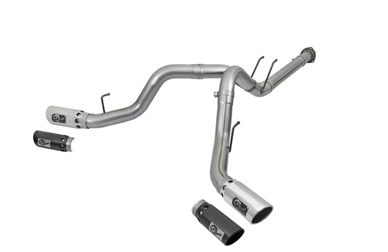 AFE Large Bore-HD 4" Stainless Dual Exhaust for 17-19 GM 6.6L Duramax L5P