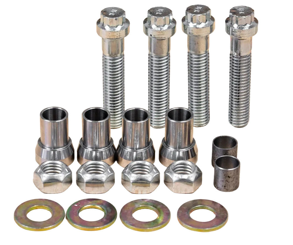 Set of metal bolts and washers