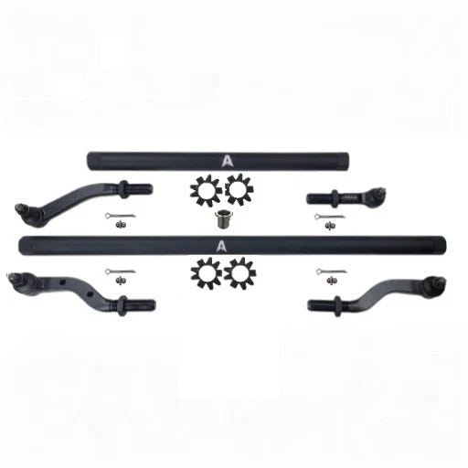 Apex Chassis 2.5 Ton Tie Rod and Drag Link Assembly - Black Aluminum for 18-25 Jeep Wrangler JL and Gladiator JT