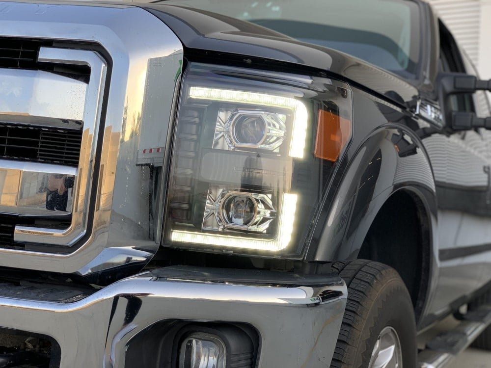 Alpharex PRO-Series Chrome Projector Headlights for 11-16 Ford 6.7L Powerstroke