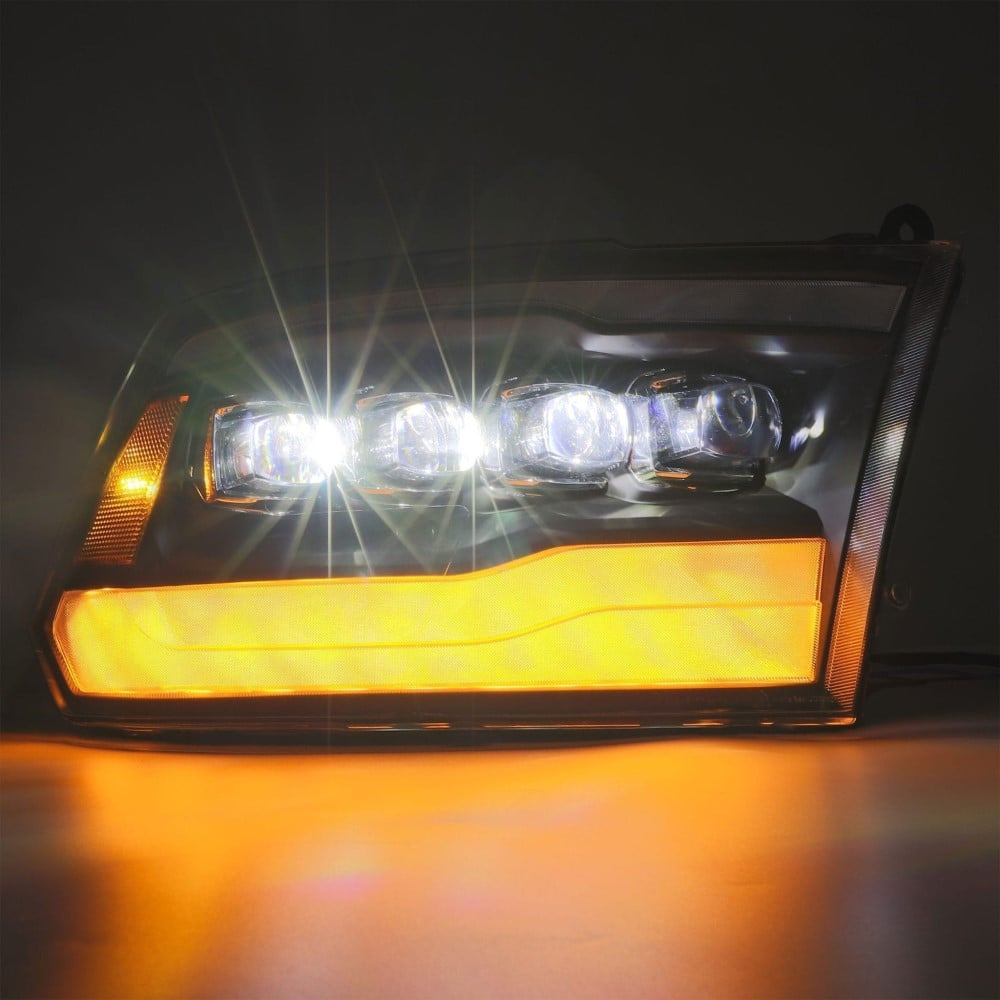 Alpharex NOVA-Series Alpha Black LED Projector Headlights for 10-18 Ram 6.7L Cummins