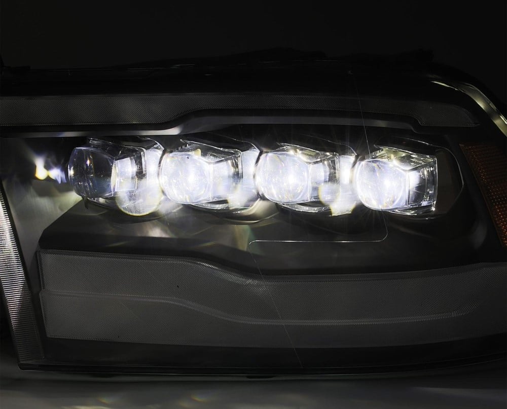 Alpharex NOVA-Series Gloss Black LED Projector Headlights for 10-18 Ram 6.7L Cummins