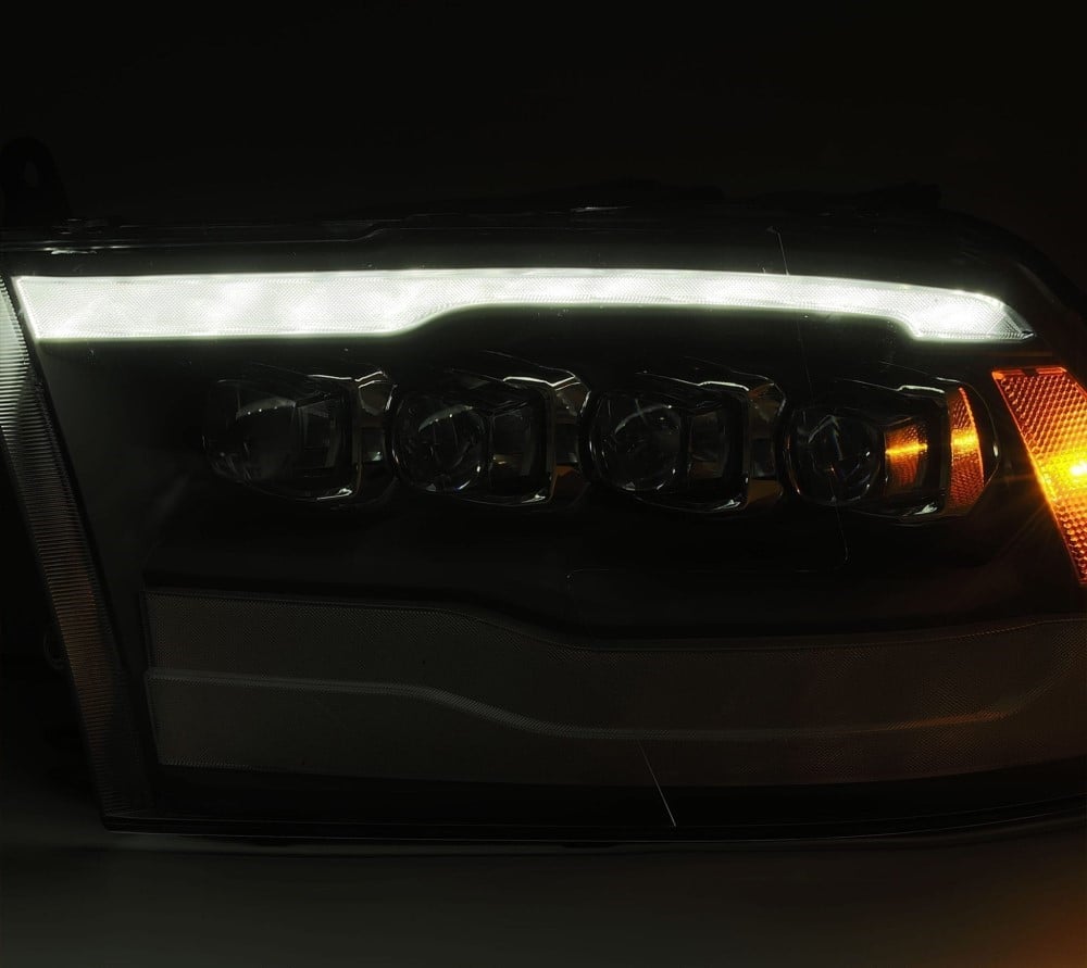 Alpharex NOVA-Series Gloss Black LED Projector Headlights for 10-18 Ram 6.7L Cummins