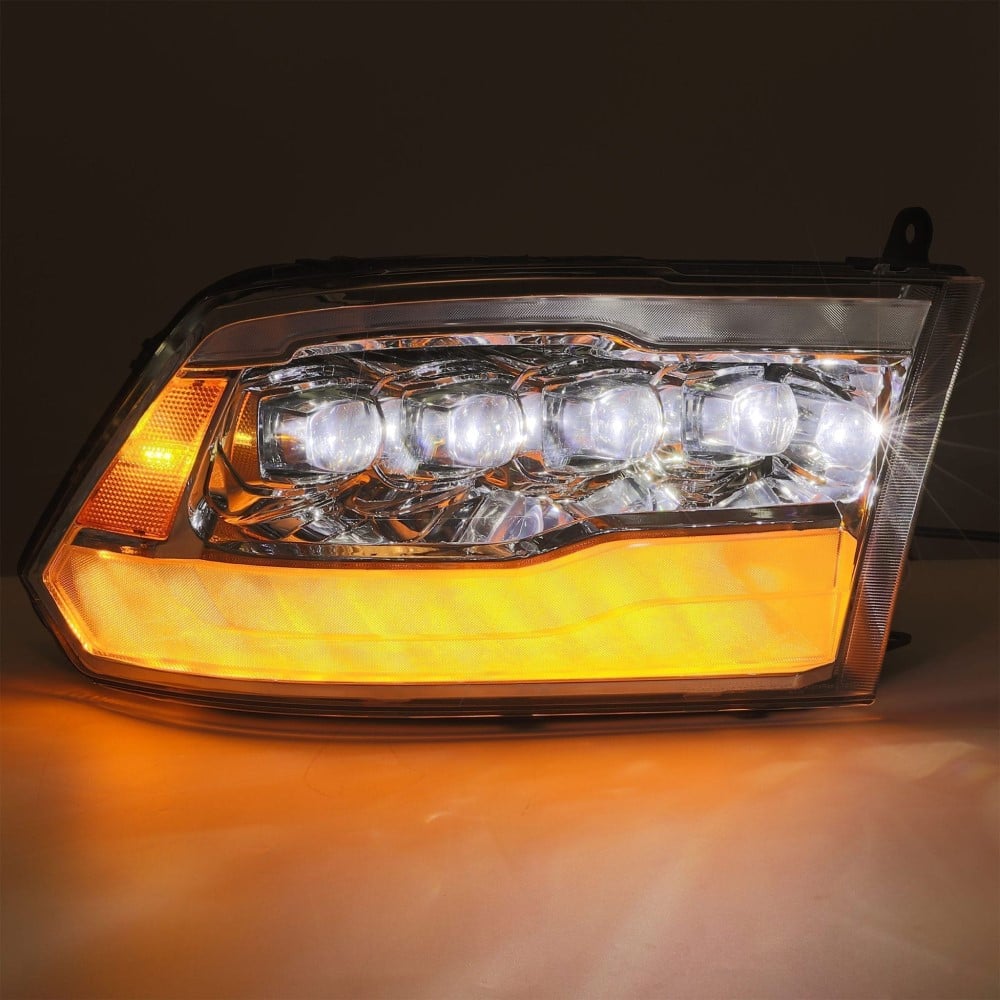 Alpharex NOVA-Series Chrome LED Projector Headlights for 10-18 Ram 6.7L Cummins