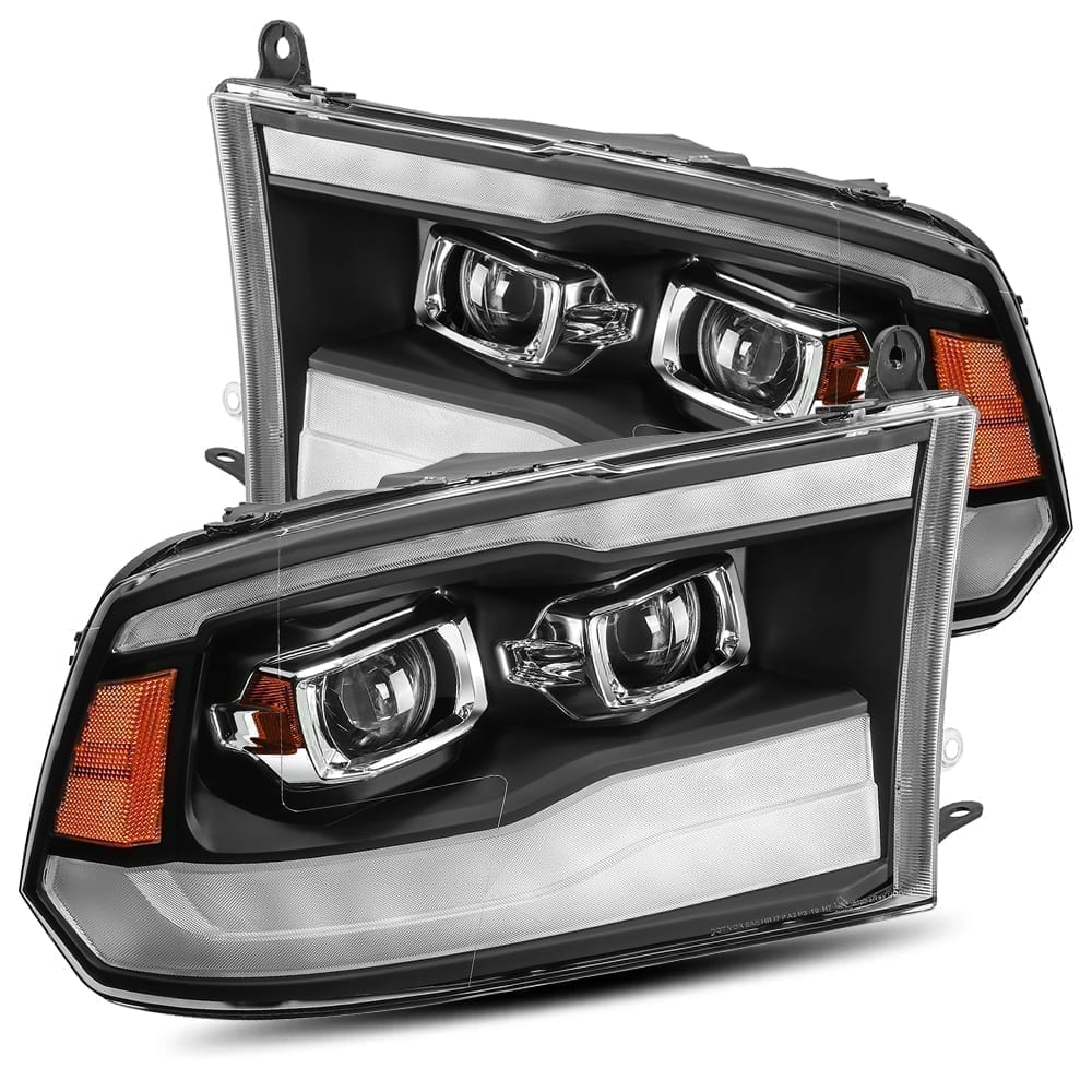 Alpharex LUXX-Series Black LED Projector Headlights for 10-18 Dodge Ram 2500 and 3500