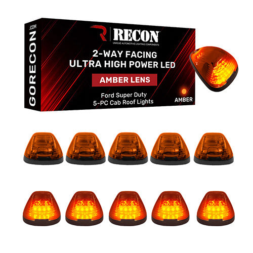 RECON 5 Piece LED Cab Light Set 2-Way Front &amp; Rear Facing for 99-16 Ford F-250 - F-550 SuperDuty