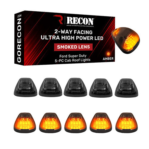 RECON 5 Piece LED Cab Light Set 2-Way Front &amp; Rear Facing for 99-16 Ford F-250 - F-550 SuperDuty
