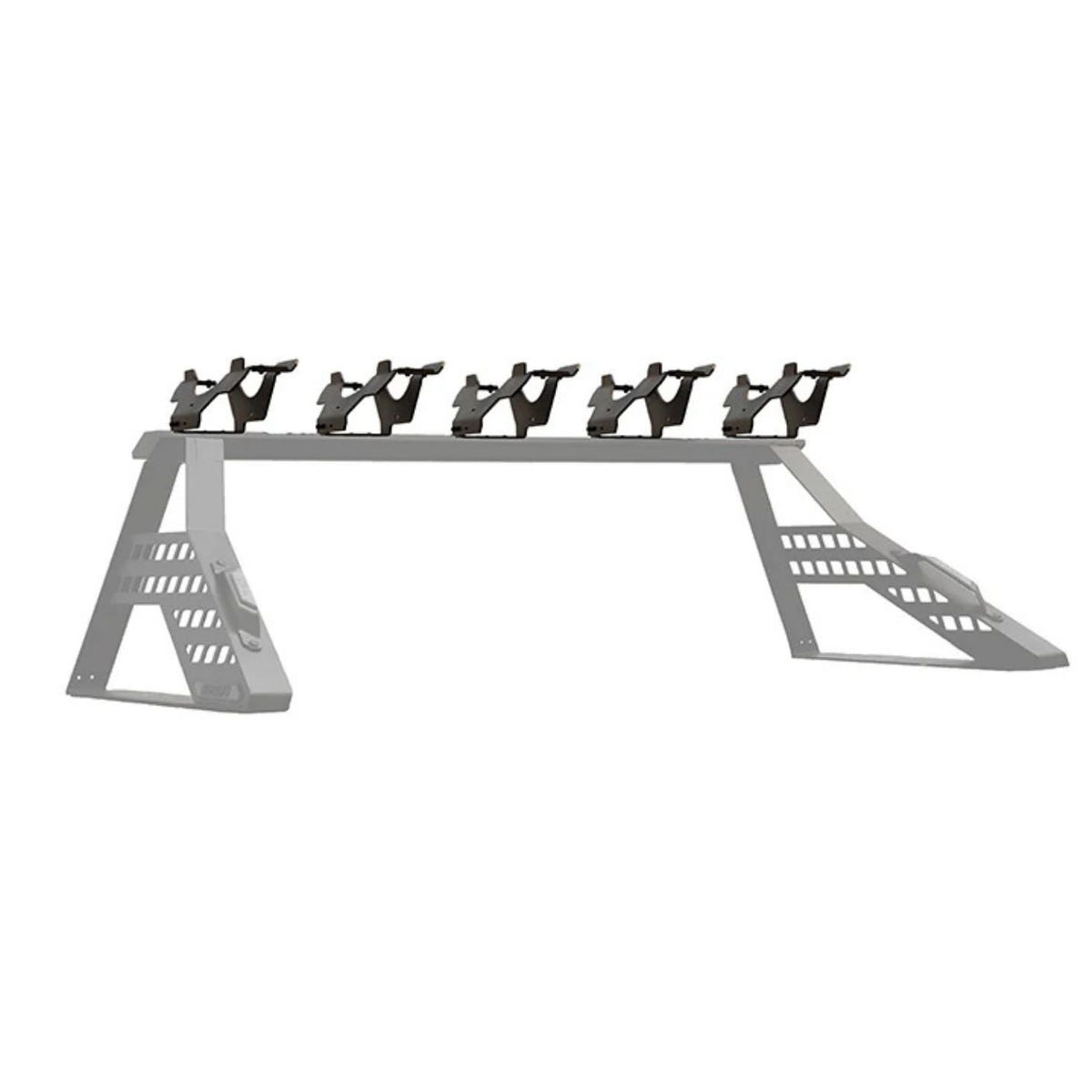 Universal truck bed bike rack system for hauling mountain bikes and gear