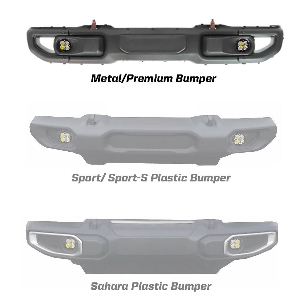 Baja Designs Squadron-R SAE Fog Pocket Light Kit for 18-25 Jeep with Rubicon Bumper