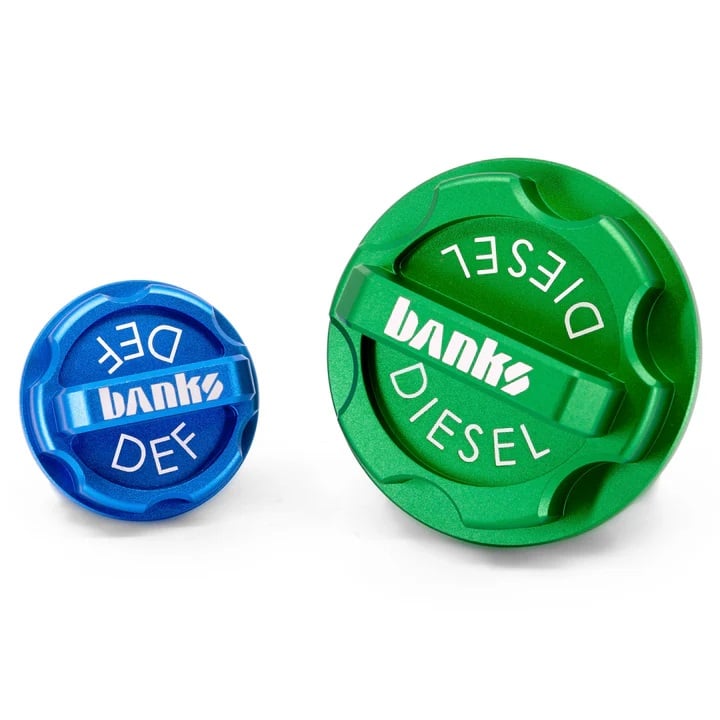 Banks Revolver Billet Diesel &amp; DEF Caps for 19-24 Ram 6.7L Cummins for 20-23 3.0L EcoDiesel