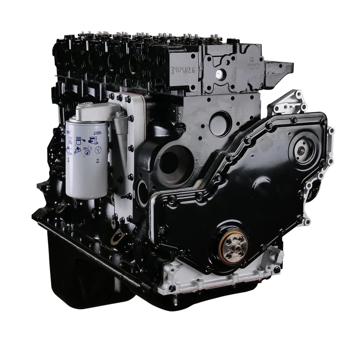 Precision Plus 6.7L Cummins long block engine with pre-lubed break-in oil ready to install