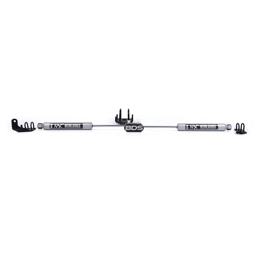 BDS Suspension Dual Steering Stabilizer Kit NX2 Shocks Y-style Steering for 94-08 Ram 2500 and 3500
