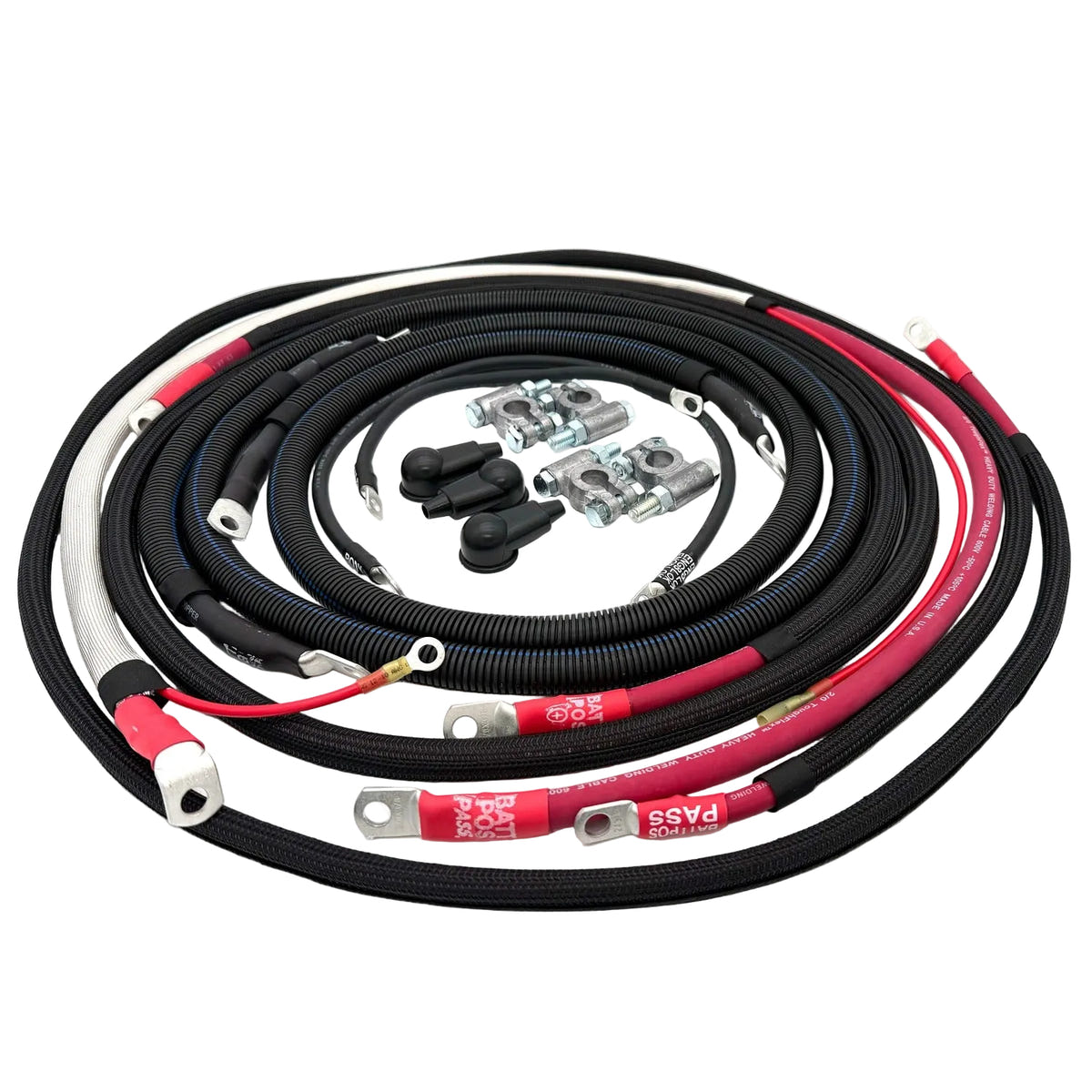 Big 7 Kits Battery Cable Kit for 90-21 Ford F250 and F350 6.0L and 6.4L and 6.7L and 7.3L PowerStroke