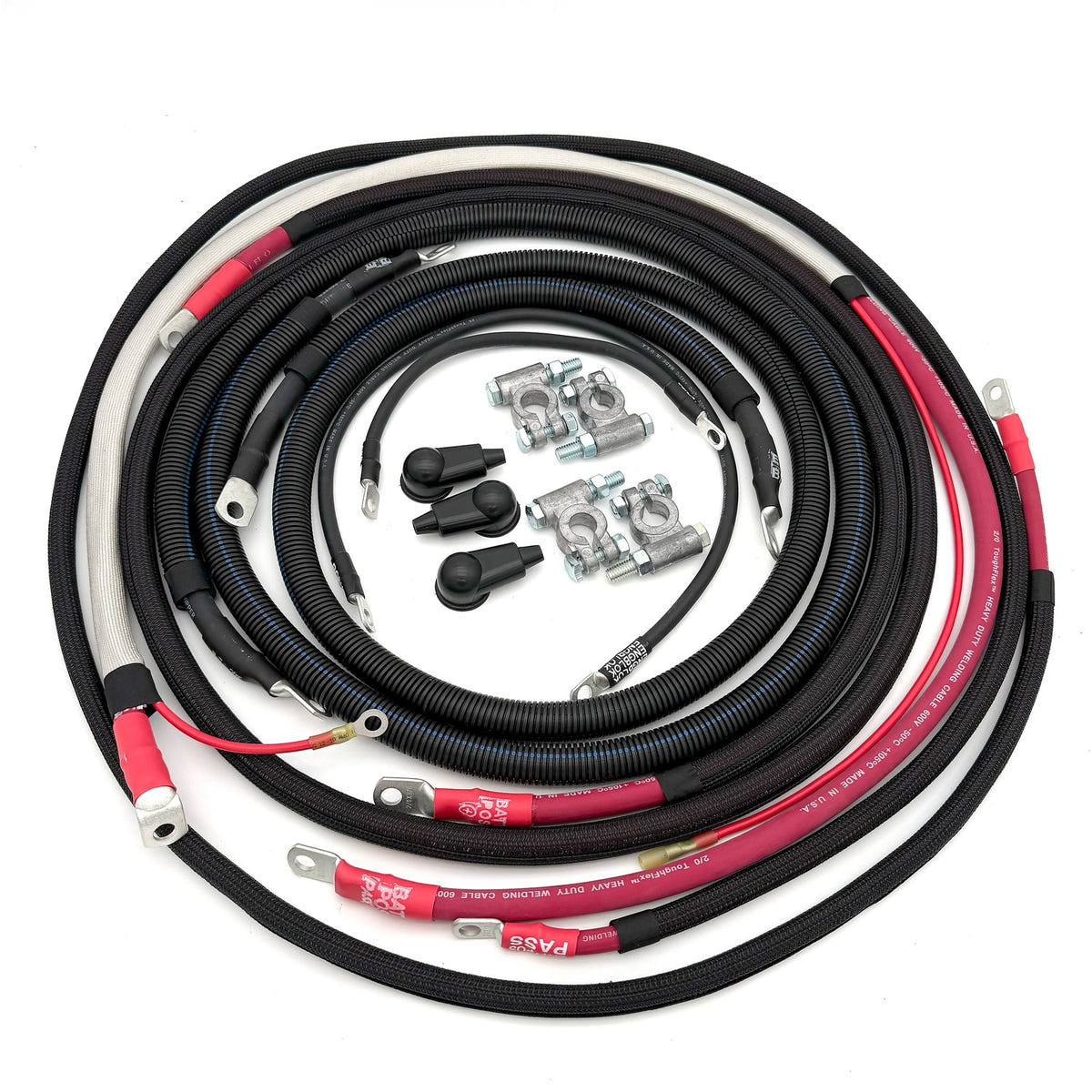 Big 7 Kits Battery Cable Kit for 90-21 Ford F250 and F350 6.0L and 6.4L and 6.7L and 7.3L PowerStroke