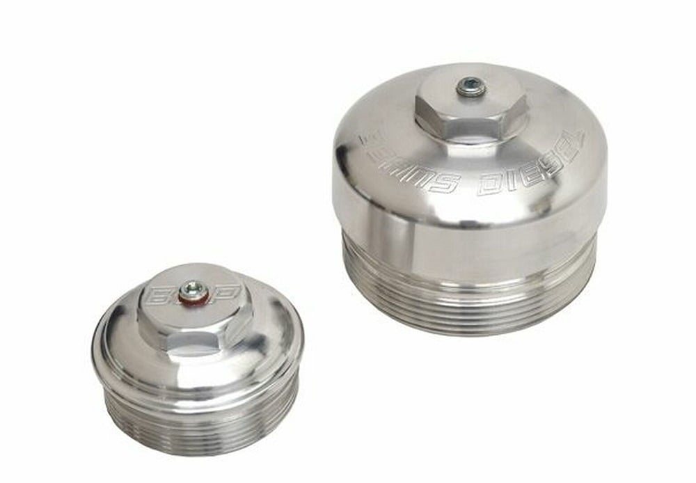 Beans Diesel Billet Upper Fuel Filter Cap and Oil Filter Cap for 03-07 Ford 6.0L Powerstroke