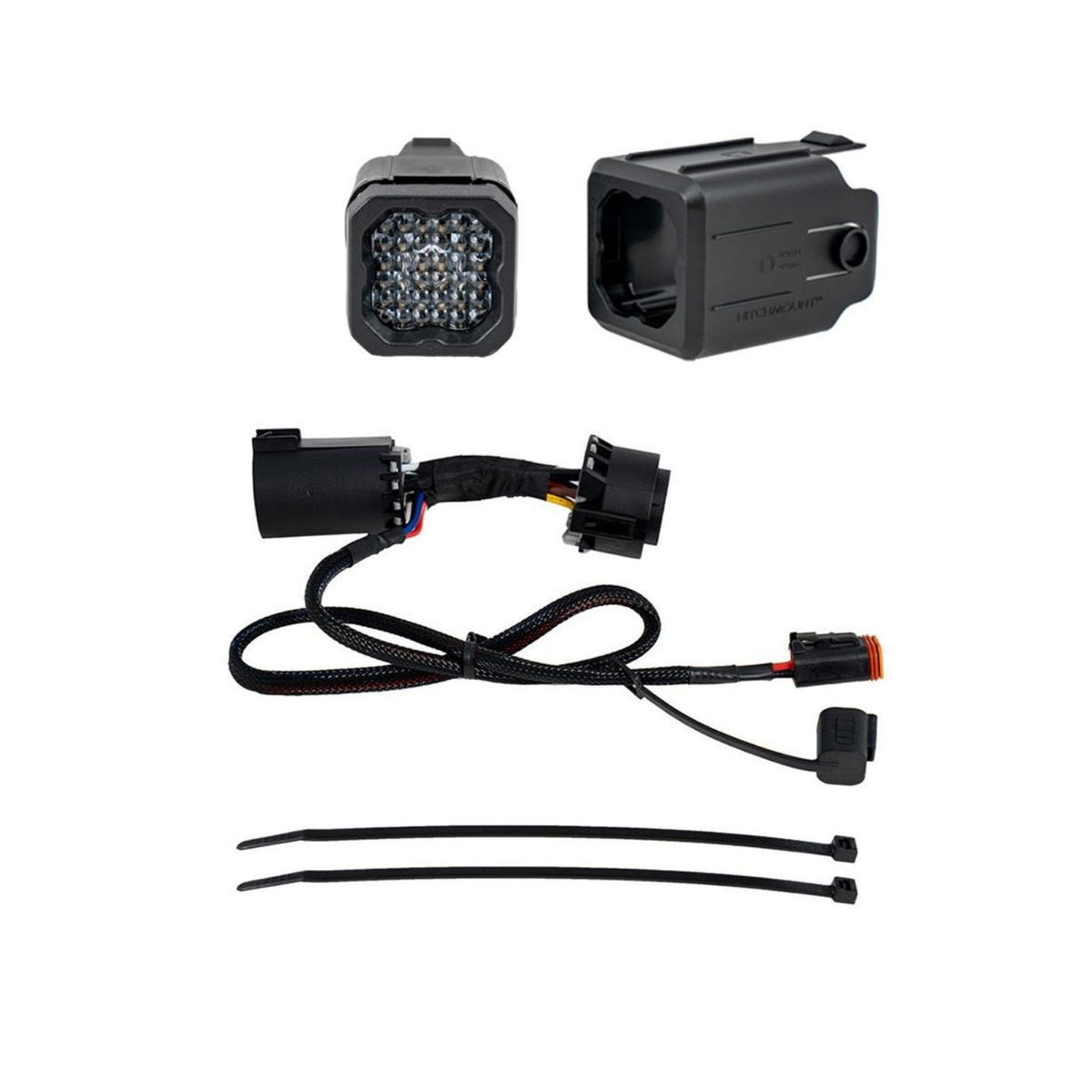Diode Dynamics HitchMount LED Pod 7-Pin Reverse Kit installed in a 2-inch trailer hitch receiver