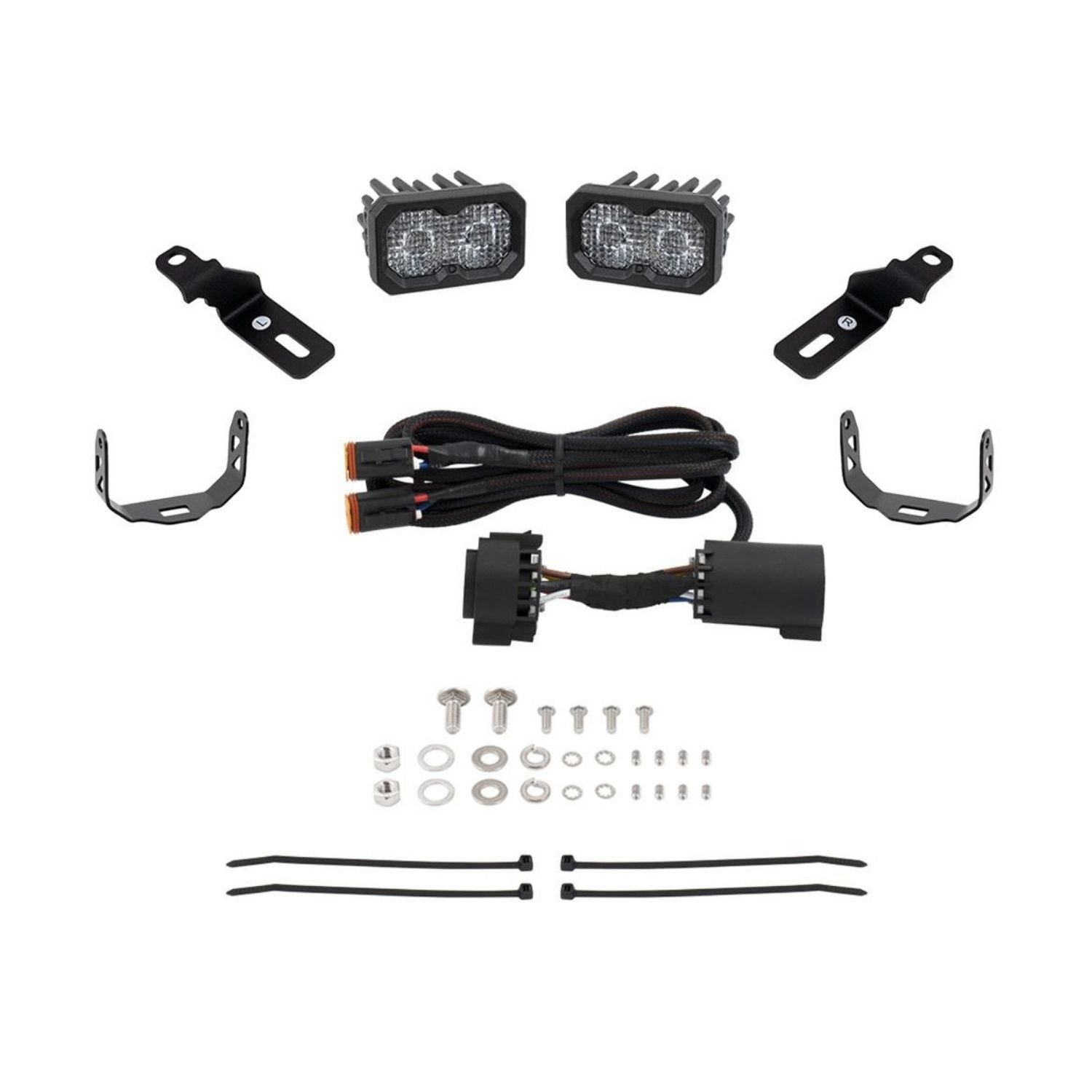 Close-up of Diode Dynamics Stage Series reverse light mounted beneath a Ram 1500 rear bumper