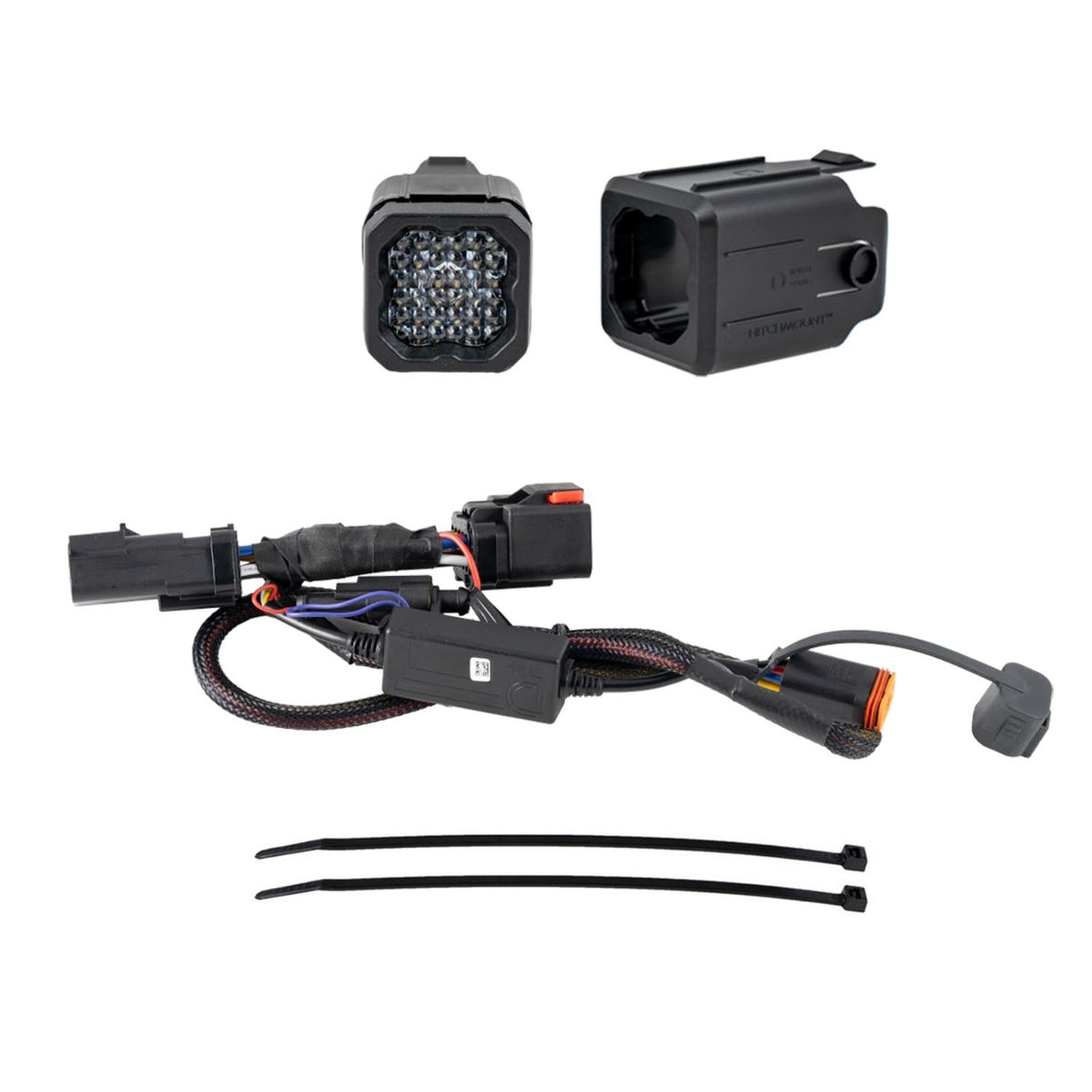 Diode Dynamics HitchMount LED Pod providing bright white reverse lighting for improved nighttime visibility