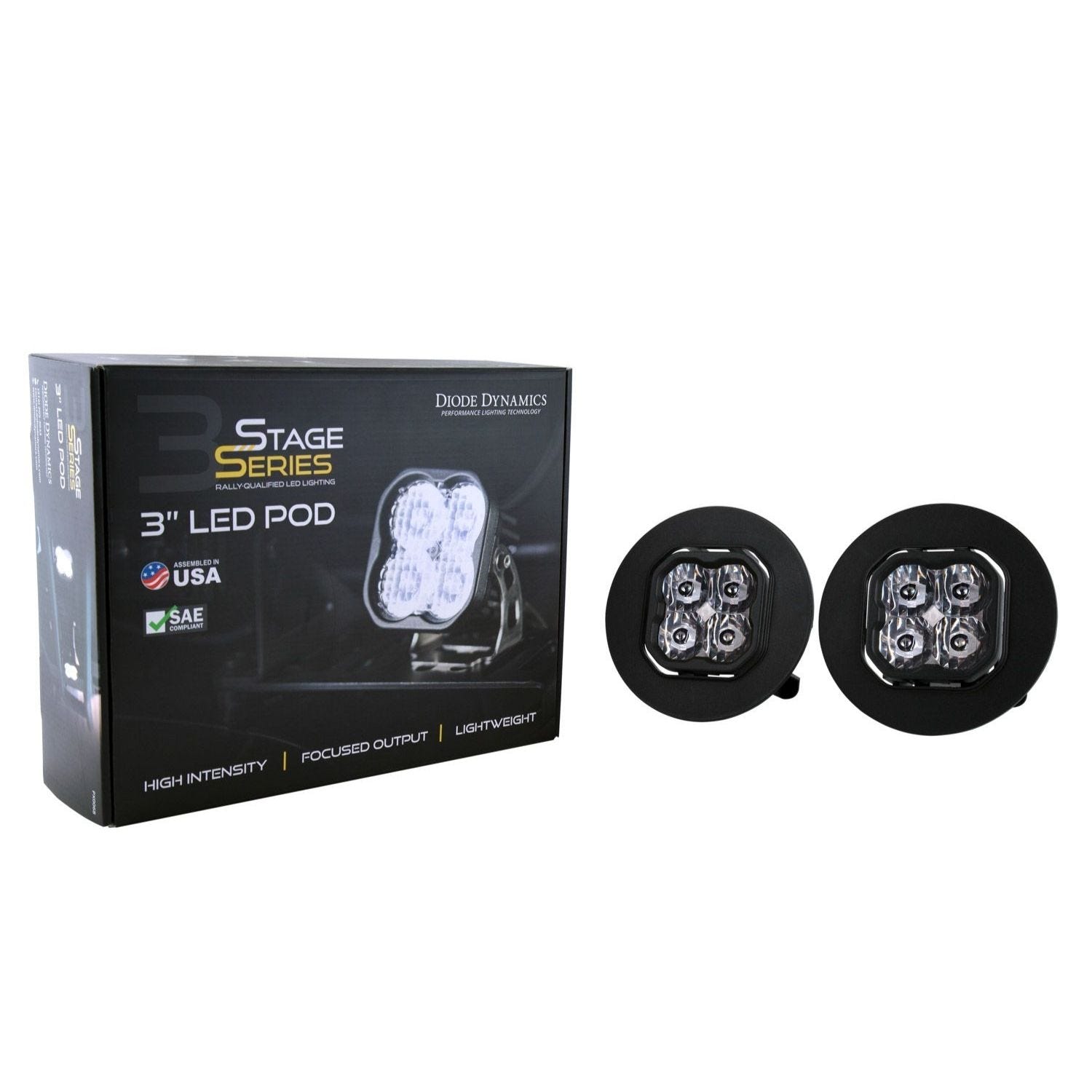 Diode Dynamics SS3 SAE fog lights for GMC Sierra HD in white and selective yellow