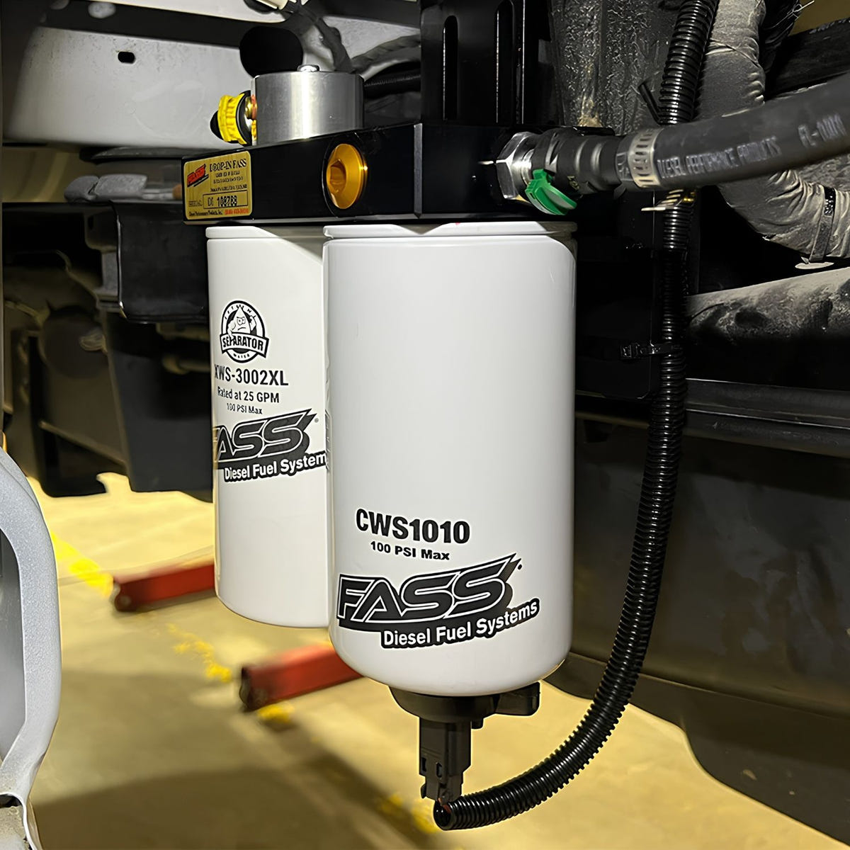 FASS Drop-In Series Diesel Fuel System installation components and mounting hardware
