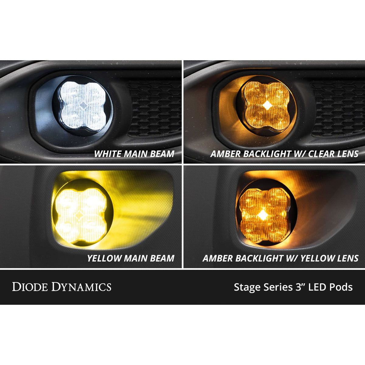 Diode Dynamics SS3 Type SV2 Fog Light Kit with Amber Backlight for 19-23 Chevrolet Duramax