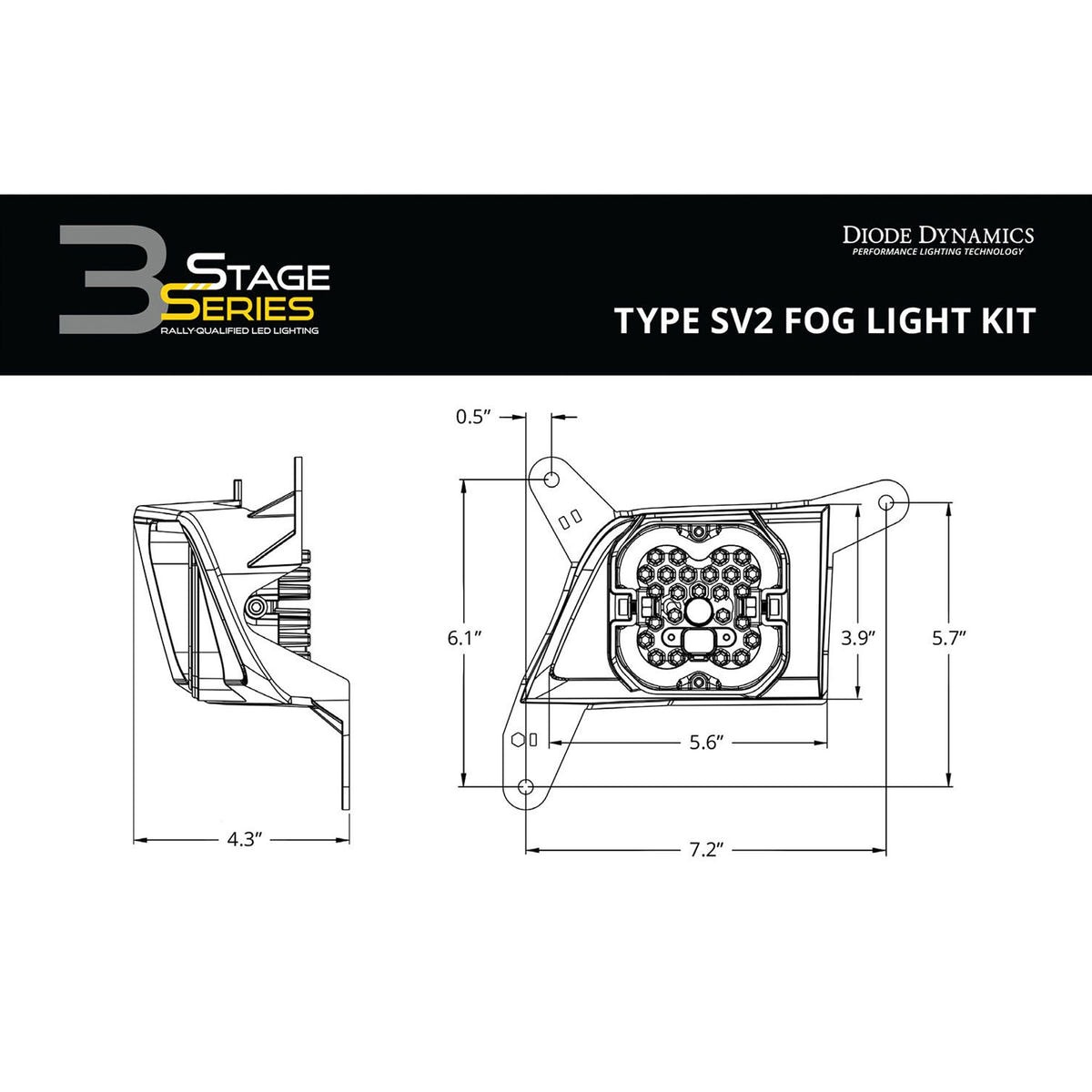 Diode Dynamics SS3 Type SV2 Fog Light Kit with Amber Backlight for 19-23 Chevrolet Duramax