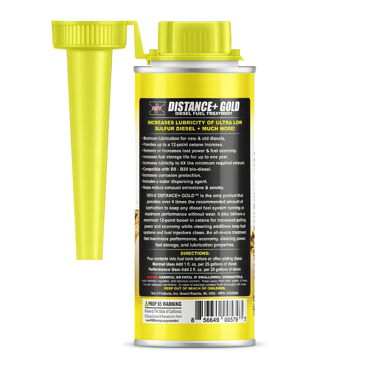 REV X Distance+ Gold Diesel Fuel Additive for injector cleaning, lubrication, and cetane boost