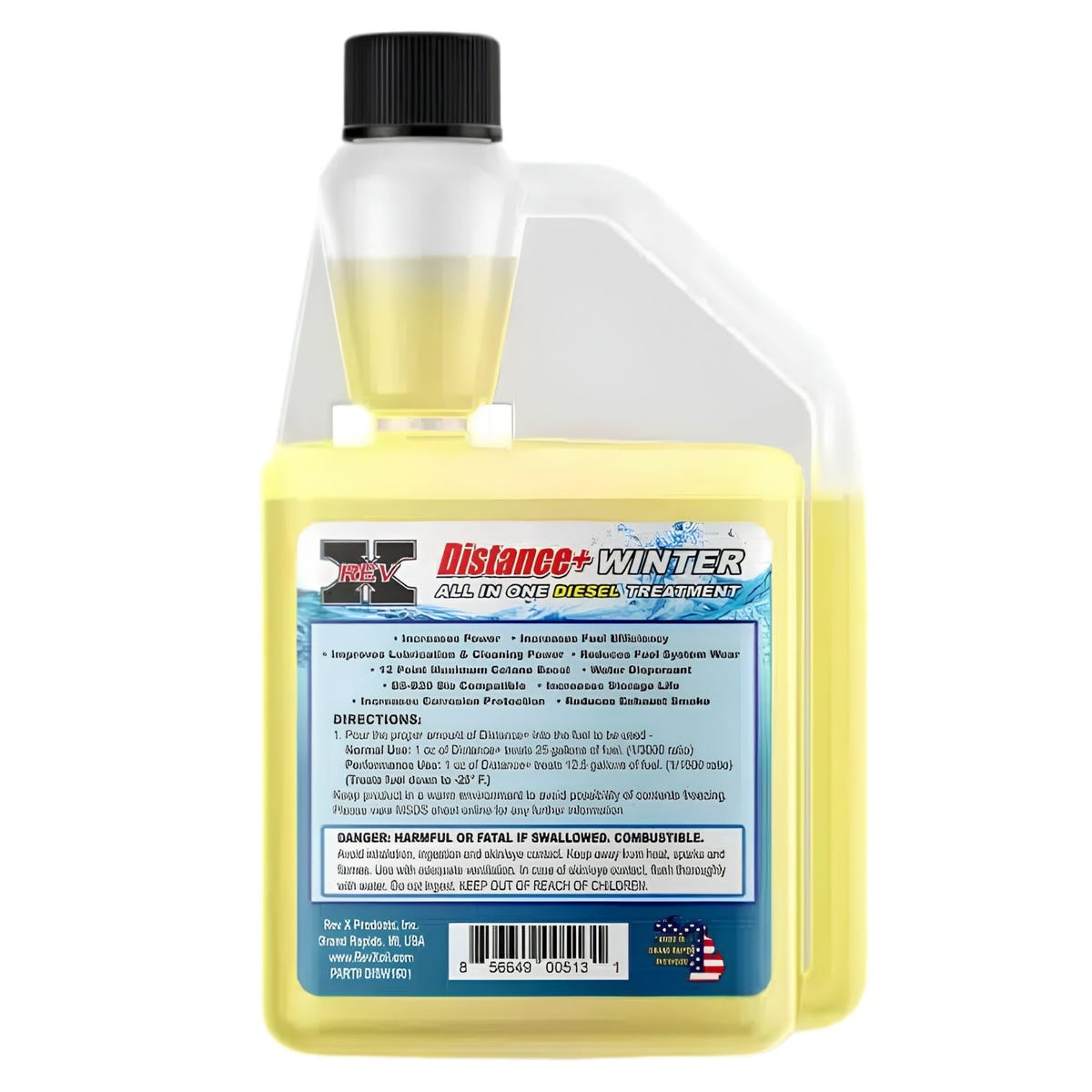 REV X Distance+ Winter Diesel Additive for cold starts, fuel system cleaning, and protection
