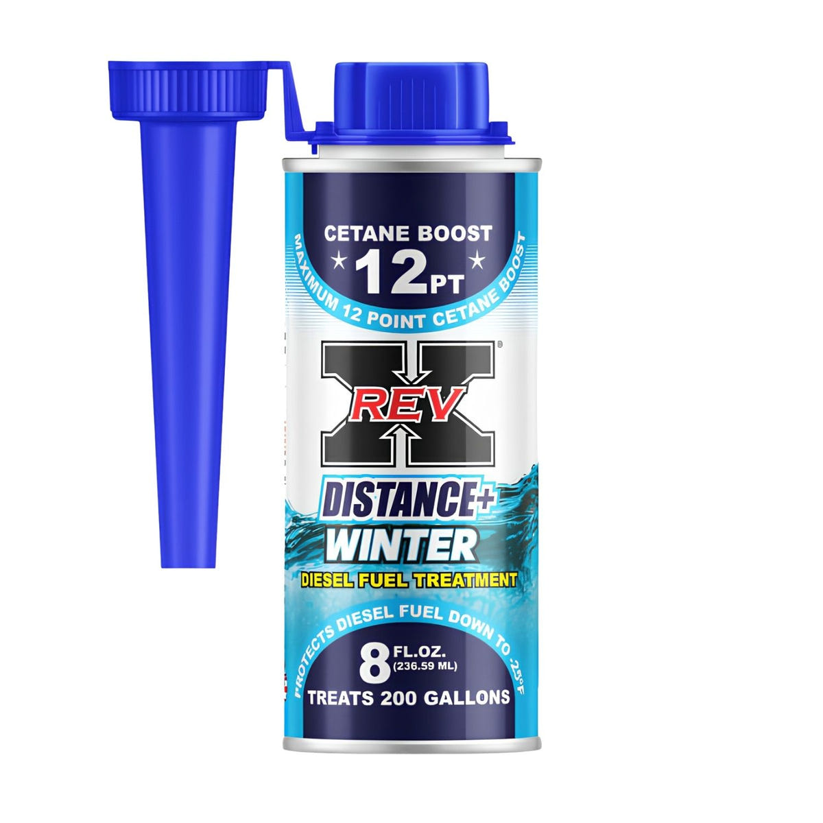 REV X Distance+ Winter Diesel Fuel Treatment for cold weather diesel trucks