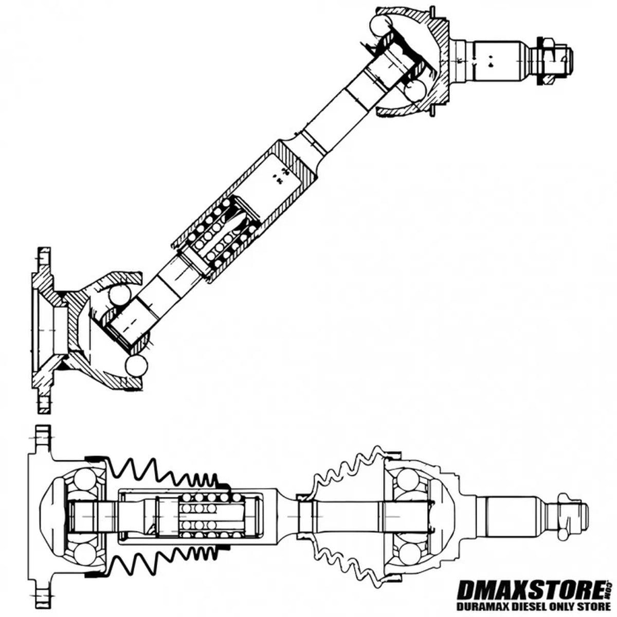 DMAX Extended Travel Front CV Axle Assembly 11-14 GM 6.6L Duramax LML