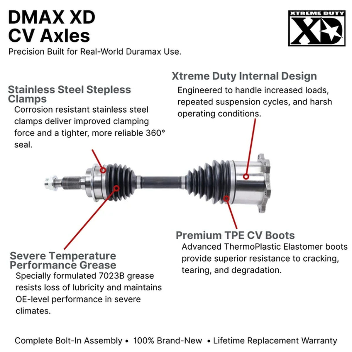DMAXStore Xtreme Duty Front CV Axle Assembly 01-10 GM 6.6L Duramax LB7/LLY/LBZ/LMM