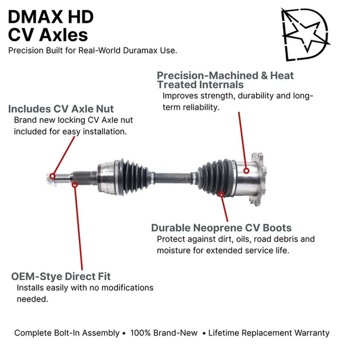 DMAXStore HD Front CV Axle Assembly 15-19 GM 6.6L Duramax LML/L5P