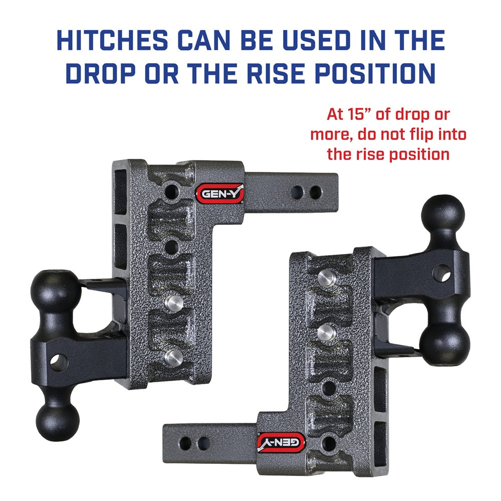 Gen-Y Hitch Mega-Duty 32K Drop Hitch 2.5" Shank With Dual-Ball - 6" and 9" and 12" Offset Drop
